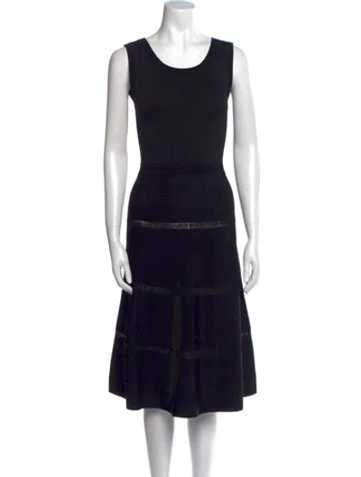 Pre-owned Sandro Scoop Neck Midi Length Dress In Black