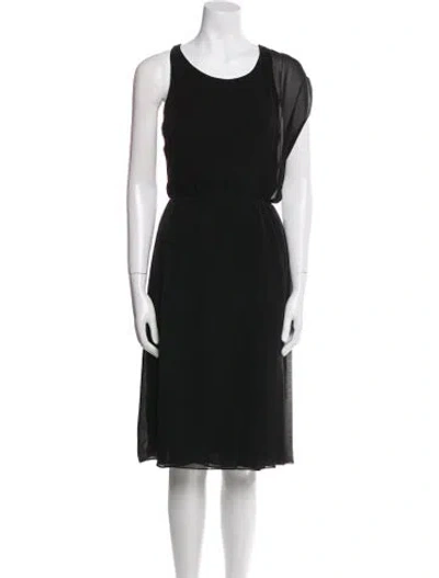 Pre-owned Sandro Scoop Neck Midi Length Dress In Black