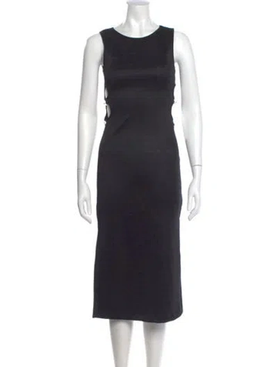 Pre-owned Sandro Scoop Neck Midi Length Dress In Black