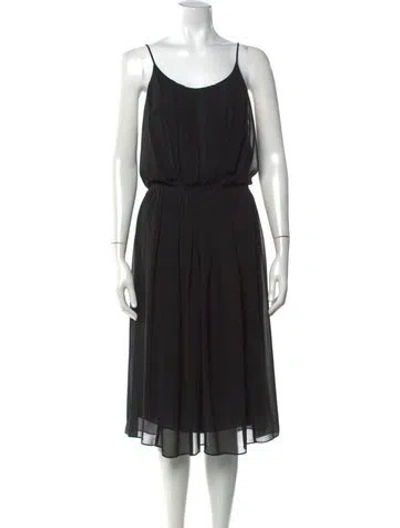 Pre-owned Sandro Scoop Neck Midi Length Dress In Black