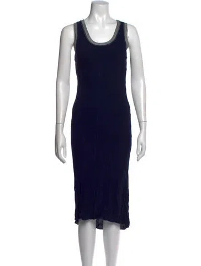 Pre-owned Sandro Scoop Neck Midi Length Dress In Blue