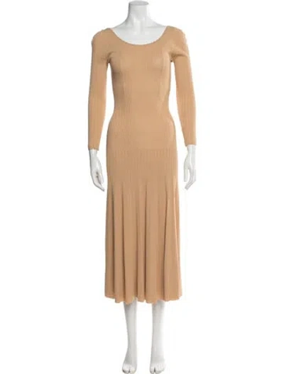 Pre-owned Sandro Scoop Neck Midi Length Dress In Neutral
