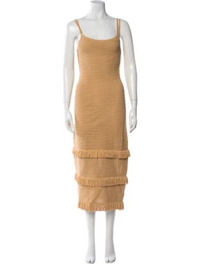 Pre-owned Sandro Scoop Neck Midi Length Dress In Neutrals