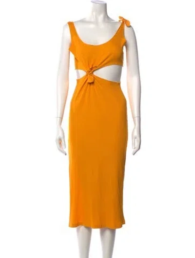 Pre-owned Sandro Scoop Neck Midi Length Dress In Orange