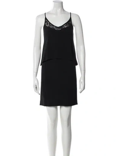 Pre-owned Sandro Scoop Neck Mini Dress In Black