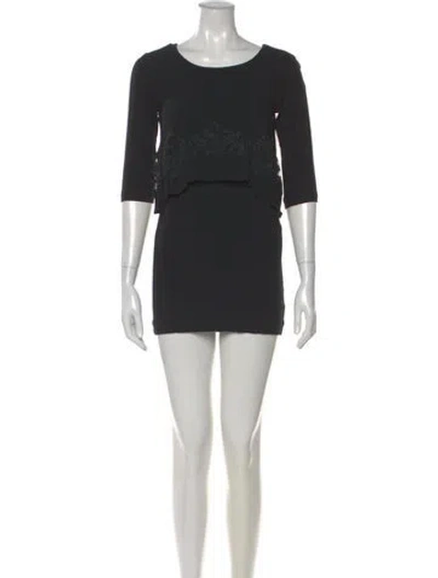 Pre-owned Sandro Scoop Neck Mini Dress In Black