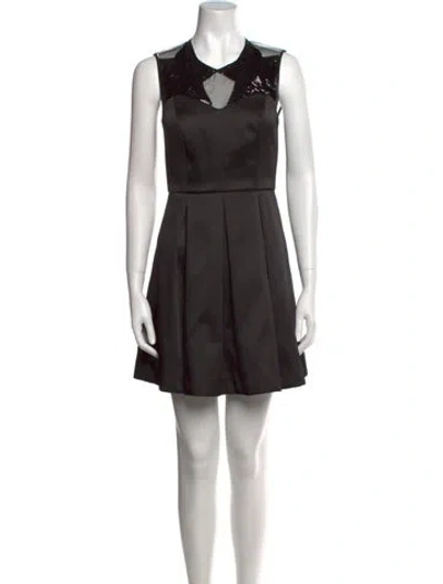 Pre-owned Sandro Scoop Neck Mini Dress In Black
