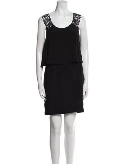 Pre-owned Sandro Scoop Neck Mini Dress In Black
