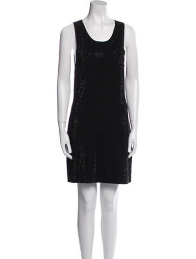Pre-owned Sandro Scoop Neck Mini Dress In Black