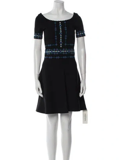 Pre-owned Sandro Scoop Neck Mini Dress In Black