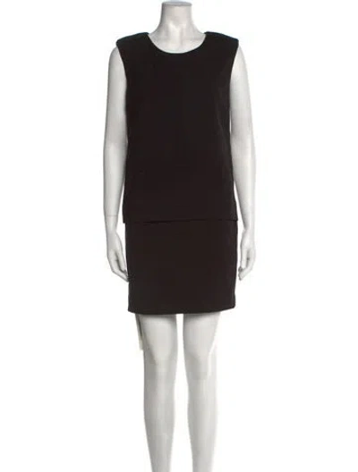 Pre-owned Sandro Scoop Neck Mini Dress In Black