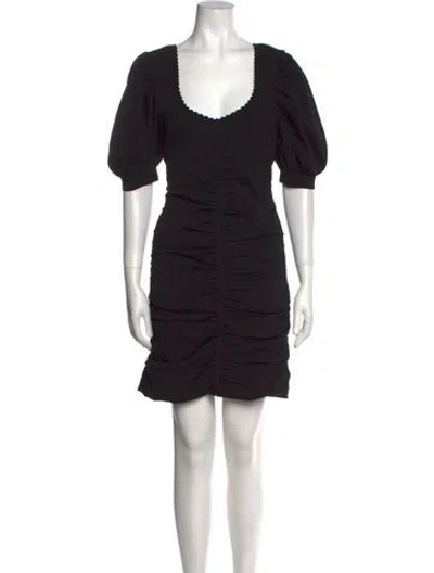 Pre-owned Sandro Scoop Neck Mini Dress In Black