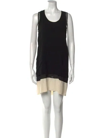 Pre-owned Sandro Scoop Neck Mini Dress In Black