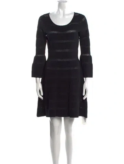 Pre-owned Sandro Scoop Neck Mini Dress In Black