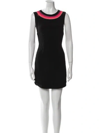 Pre-owned Sandro Scoop Neck Mini Dress In Black