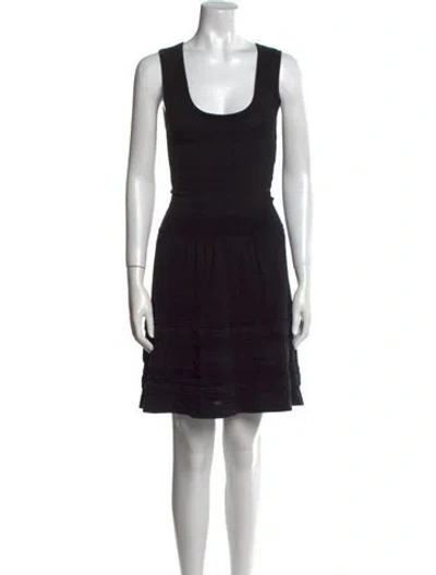 Pre-owned Sandro Scoop Neck Mini Dress In Black