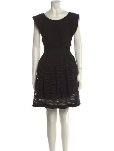 Pre-owned Sandro Scoop Neck Mini Dress In Black