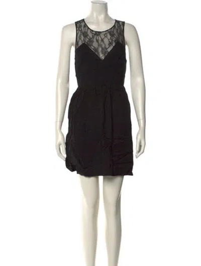 Pre-owned Sandro Scoop Neck Mini Dress In Black