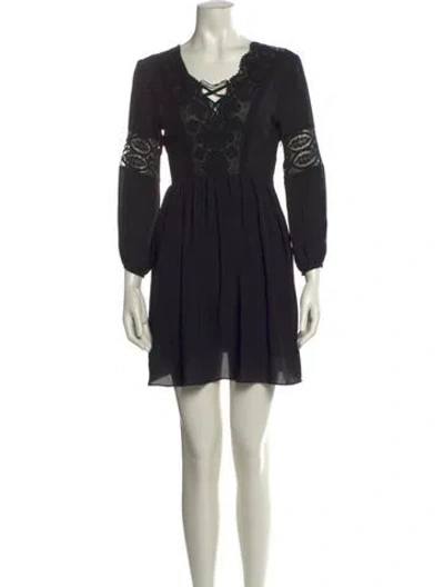 Pre-owned Sandro Scoop Neck Mini Dress In Black