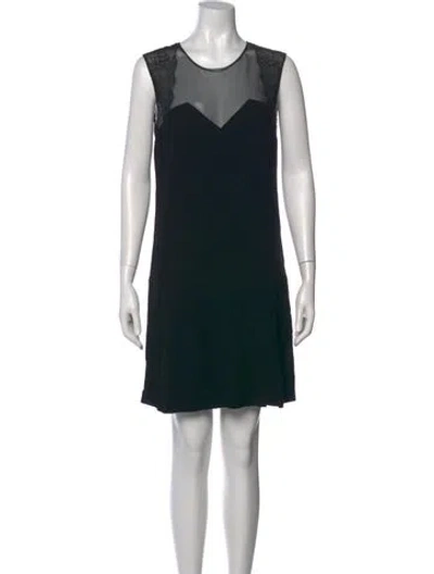 Pre-owned Sandro Scoop Neck Mini Dress In Black