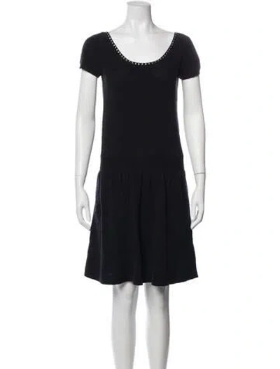 Pre-owned Sandro Scoop Neck Mini Dress In Black