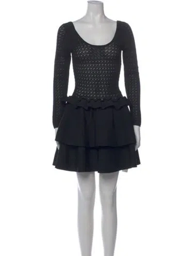 Pre-owned Sandro Scoop Neck Mini Dress In Black