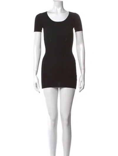 Pre-owned Sandro Scoop Neck Mini Dress In Black