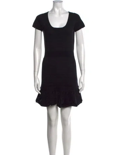 Pre-owned Sandro Scoop Neck Mini Dress In Black