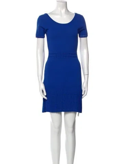 Pre-owned Sandro Scoop Neck Mini Dress In Blue