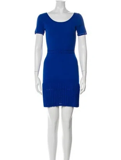 Pre-owned Sandro Scoop Neck Mini Dress In Blue
