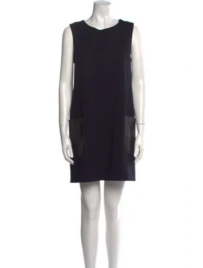 Pre-owned Sandro Scoop Neck Mini Dress In Blue
