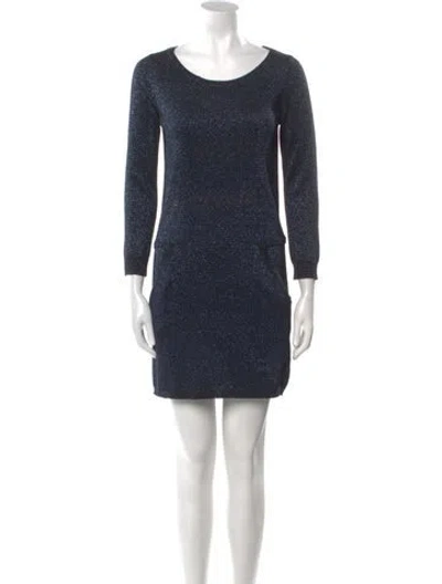 Pre-owned Sandro Scoop Neck Mini Dress In Blue