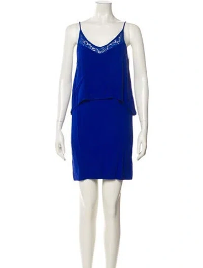 Pre-owned Sandro Scoop Neck Mini Dress In Blue