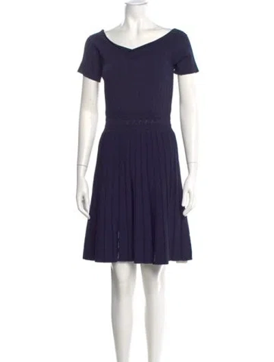 Pre-owned Sandro Scoop Neck Mini Dress In Blue