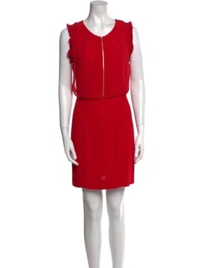 Pre-owned Sandro Scoop Neck Mini Dress In Red