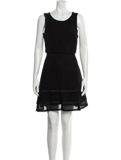 Pre-owned Sandro Scoop Neck Mini Dress W/ Tags In Black