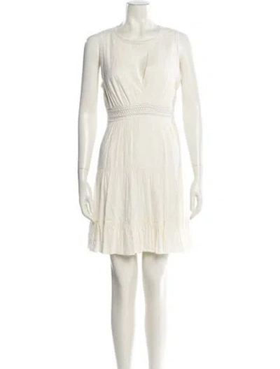 Pre-owned Sandro Scoop Neck Mini Dress In White