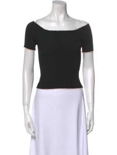 Pre-owned Sandro Scoop Neck Short Sleeve Crop Top In Black