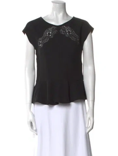 Pre-owned Sandro Scoop Neck Short Sleeve Top In Black