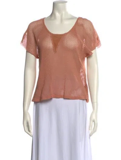 Pre-owned Sandro Scoop Neck Short Sleeve Top In Pink