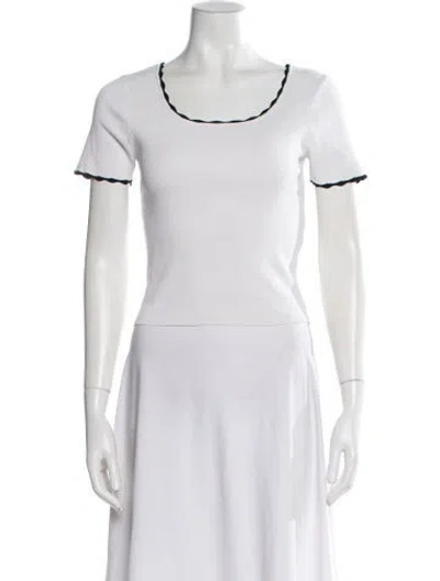 Pre-owned Sandro Scoop Neck Short Sleeve Top In White
