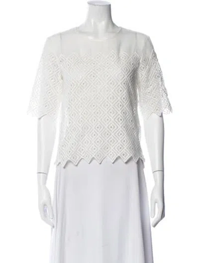 Pre-owned Sandro Scoop Neck Short Sleeve Top In White