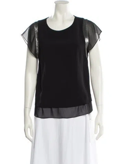 Pre-owned Sandro Scoop Neck Short Sleeve T-shirt In Black