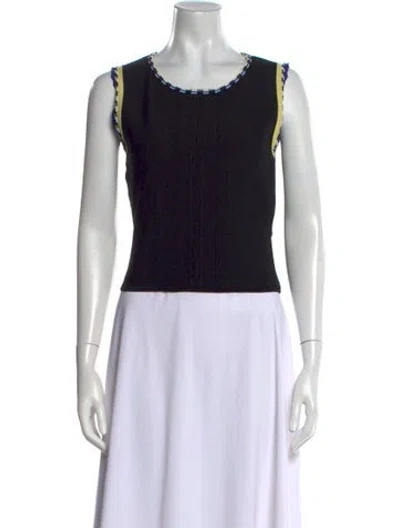 Pre-owned Sandro Scoop Neck Sleeveless Crop Top In Black