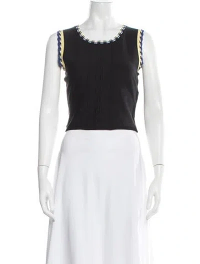 Pre-owned Sandro Scoop Neck Sleeveless Crop Top In Black/white