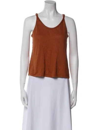 Pre-owned Sandro Scoop Neck Sleeveless Crop Top In Orange