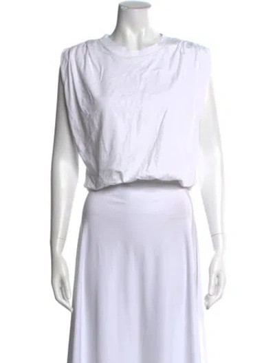 Pre-owned Sandro Scoop Neck Sleeveless Crop Top In White