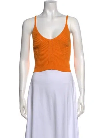 Pre-owned Sandro Scoop Neck Sleeveless Crop Top In Yellow