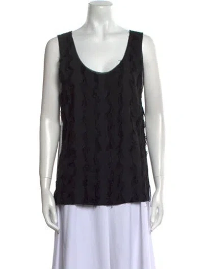Pre-owned Sandro Scoop Neck Sleeveless Top In Black
