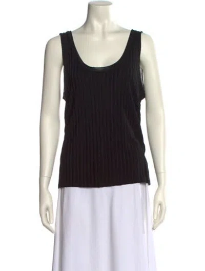 Pre-owned Sandro Scoop Neck Sleeveless Top In Black